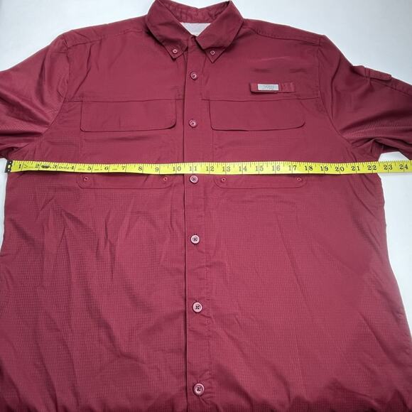 Ocean+Coast Mens Small Burgundy Vented Button Up Shirt Fishing Outdoors - Picture 11 of 13